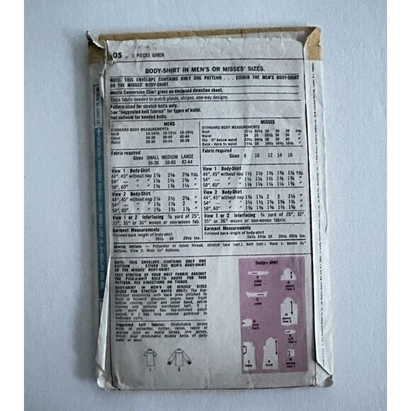 Vintage 70s Simplicity Sewing Pattern 5605 Misses Shirts Size 14 RETRO CUT - Picture 2 of 2